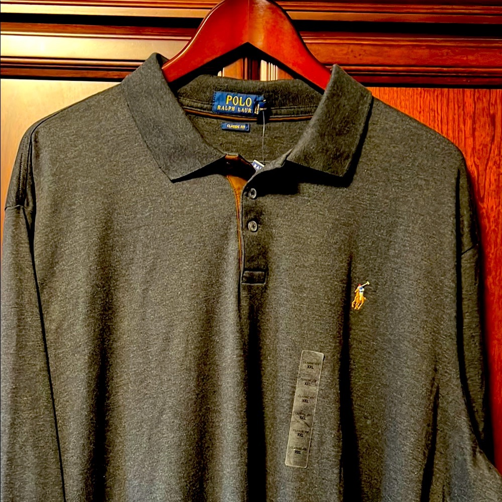 Brand New Polo by Ralph Lauren Classic Fit Men's Granite Long Sleeve Polo Shirt!